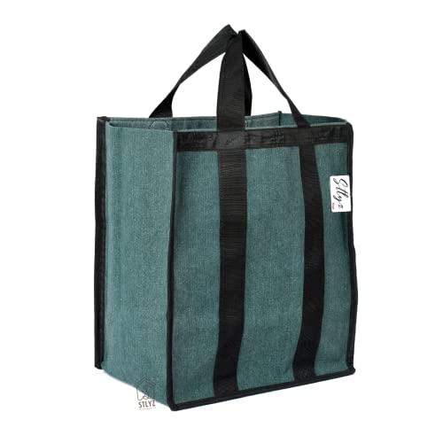 Image of Medium Heavy Duty Canvas Grocery Bag (Thela) | Reusable Shopping Tote Bag for Vegetables, Groceries & Lunch Carry | Durable Cloth Market Bag with Strong Handles | 12 x 9 x 14.5 Inches