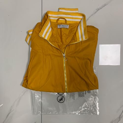ENVMENST Men's Lightweight Bomber Jacket,Causal Waterproof Windbreaker Jacket for Men Outdoor（Yellow）4