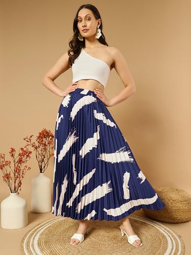 Image of ZWERLON | Effortlessly and Beautiful Floral | Floral Pleated Maxi Skirts for Women | Perfect Long Sleeve, Elastic Waist