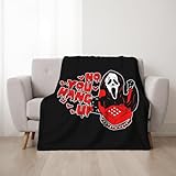 50''x 60'' Funny No You Hang Up Horror Ghost Fleece Throw Blanket - Cozy Lightweight Thick Blanket - Soft Fuzzy Plush Blankets Throws for Bedroom Bed Sofa(Black)