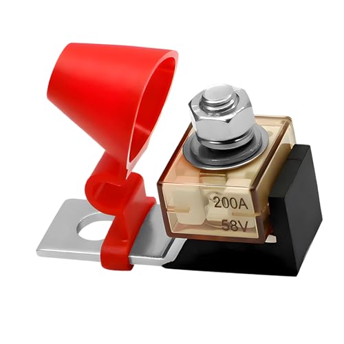 JNXIJ MRBF Terminal Fuse Block Kit, 200A 58V 5/16"(M8) Marine Rated Battery Fuse Holder with Cover, Waterproof High Current Terminal Mount Fuse Block for Sedans RVs Cruise Ships