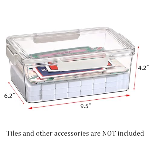 Caja para fichas Mahjong, organizador plástico transparente miniatura 2