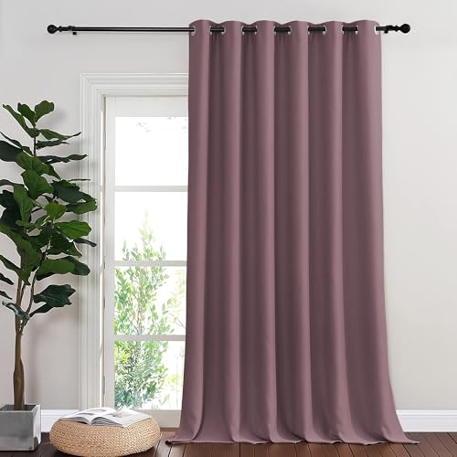 NICETOWN Room Divider Curtain 132 Inches Long, Wide Blackout Sliding Door Curtain for Bedroom, Room Darkening Privacy Window Covering for Patio Door (1 Panel Set, Dry Rose, 80 x 132 Inch)