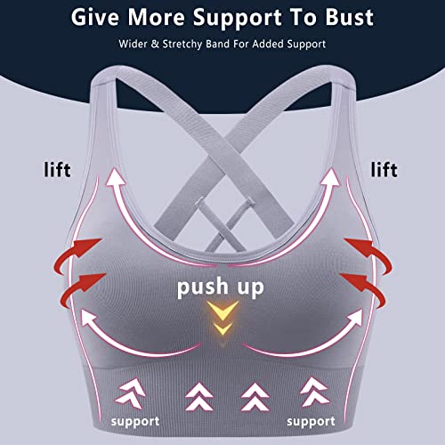 Image of Sports Bra, Workout Tops for Women, Medium Impact Strappy Padded Sports Bras for Women High Support