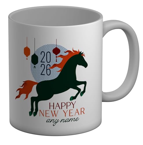 Shopagift Personalised 2026 Chinese New Year Horse Mug White 11oz Large Ceramic Cup