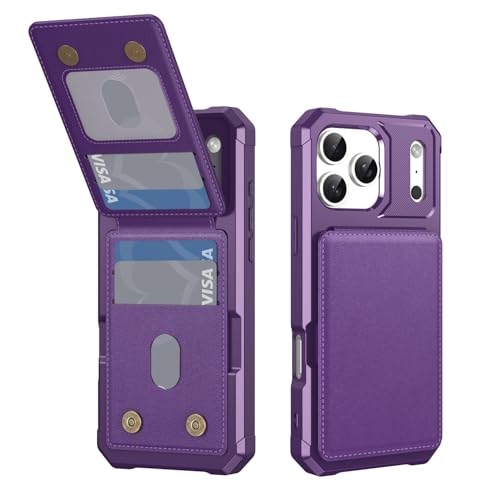 Étui portefeuille résistant aux chocs iPhone 15 Plus violet cuir