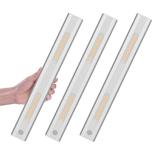 Preisvergleich Produktbild Klighten 3PCS LED Bewegungsmelder Schrankleuchten, 30 LED Kleiderschrank Lampen Unterbauleiste Beleuchtung Küchenlampen Warmweiß 3000K, Silber