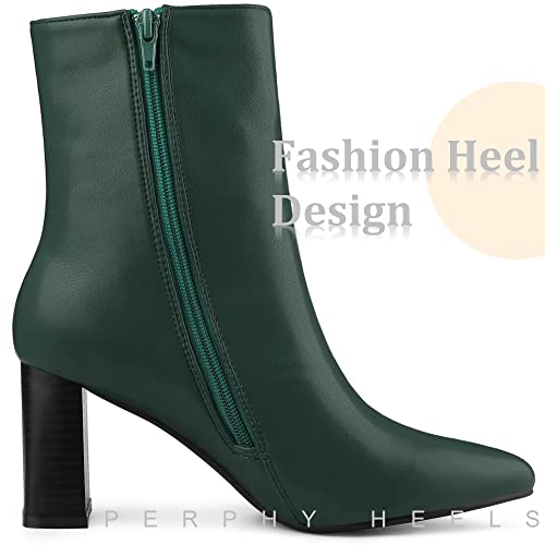 Perphy Pointed Toe Boots Block High Heels Ankle Booties for Women4