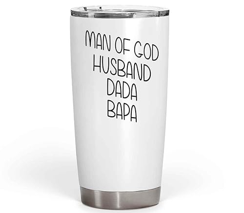 Miniatura 1 de Humorous Gift Christian's Gift for Man Of God Husband, a Father's Day Present for Dada Bapa - Prayers & Believers Quote on 20 Oz White Stainless