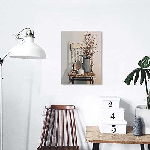 Farmhouse Decor Canvas Wall Art Rustic Wall Decor Flower Theme Painting Vintage Wall Art Picture Artwork Wood Framed Wall Art Easy To Hang Size 12 X 16 #TOP1