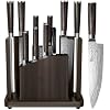 SYOKAMI 15-Piece Kitchen Knife Set with Magnetic Block, Detachable Steak Knife Block for Table Service, Built-In Sharpener, Japanese Inspired, Wood Handle, Damascus Pattern, Housewarming Gifts