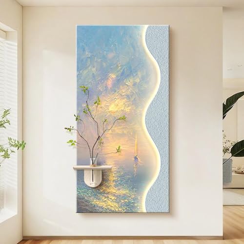 Décoration murale lumineuse en grès 3D au design contemporain