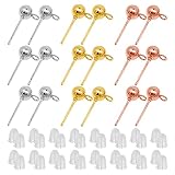 600Pcs Ball Post Earring Studs Set for Jewelry Making,300Pcs Earring Studs Ball Ear Pin Ball Post Ea