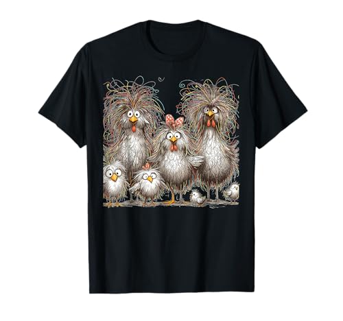 Eagerlys Colorful Funny Chicken Art, Crazy Chicken Family T-Shirt