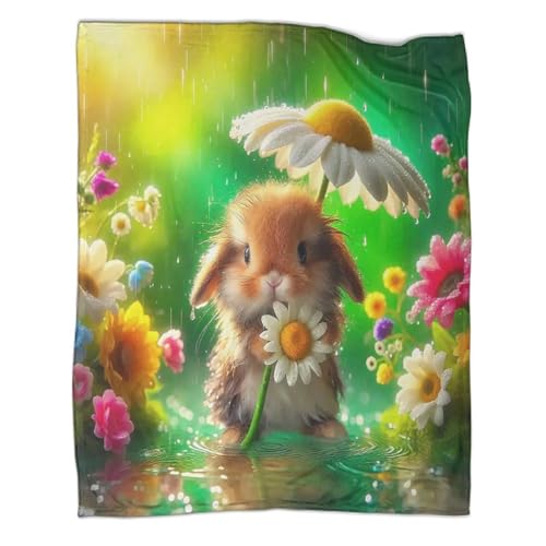 Couverture lapin 3D en microfibre 150x200cm plaid lit et canapé - 3