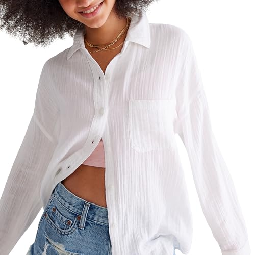 AEROPOSTALE Women's Long Sleeve Gauzy Oversized Shirt2