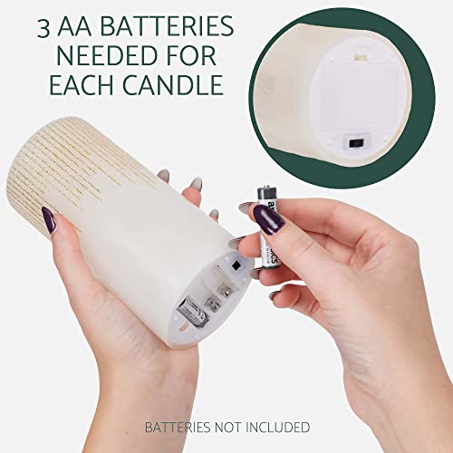 Image of Elanze Designs Raindrop Gold Tone Glitter 6 inch Wax LED Flameless Pillar Candles Set of 3