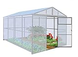 Invernadero de Jardin Policarbonato 4 x 2.85m con 4mm Transparentre Placas Invernadero Caseta 11.4m² con Marco de Acero Galvanizado y 2 Puertas con Ventanas, Vivero Cultivos y Plantas en Huerto