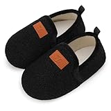 Scurtain Unisex Kids Toddler Slippers - Non-slip Rubber Sole, Big & Little Kids, Boys & Girls Black Size 1-1.5