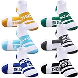 Suhine 6 Pairs Inspirational Running Socks Multicolored Low Cut Athletic Socks for Christmas Women Men Runners Gifts(Delicate)