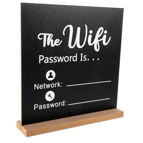 Ciieeo Wooden WiFi Password Sign Rustic Chalkboard Design for Home Office Writable WiFi Coverage Display Plaque Convenient Table Centerpiece Decor