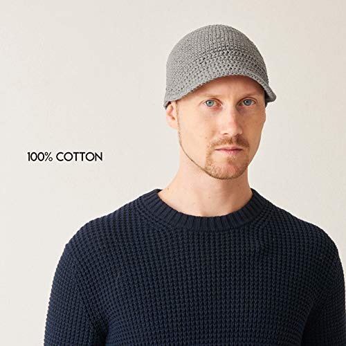 Image of CHARM Mens Kufi Beanie Hat | Billed Skull Cap, Chemo Hat, Sensitive Skin