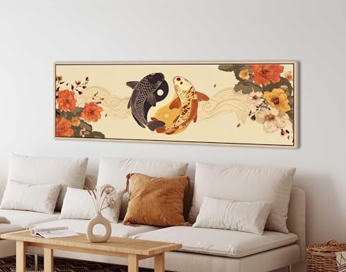 Décoration murale florale orientale en format 40 x 120 cm pour habiller un mur de chambre