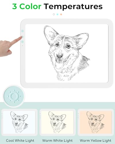A4 Cordless Diamond Art Light Board for Tracing,Bawaslom Light Box for Tracing and Drawing with 3 Colors & 6-Level Brightness,LED Drawing Board for Weeding Vinyl,Diamond Painting Art,Sketching - Thumbnail 3