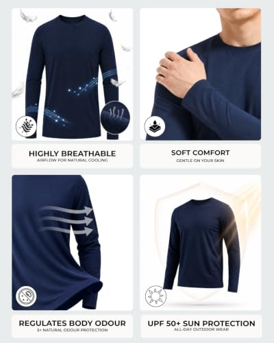 Image of Wellbi Full Sleeve T-Shirts for Men | Black | Breathable Eco-Friendly Bamboo Blend for All-Day Comfort | Ideal for Travel, Gym, or Casual Wear | Machine Washable
