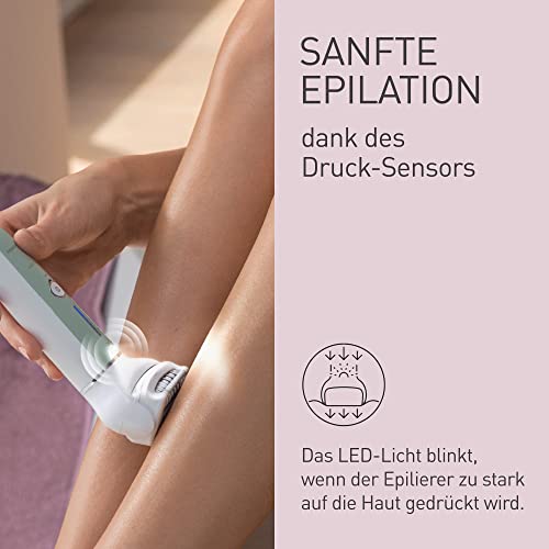 Panasonic ES-EY70 Nass/Trockenepilierer Damen, Dual Disc mit 60 Pinzetten, 90° schwenkbarer Kopf, 3 Geschwindigkeiten & LED-Licht, 30 Min. Betrieb, kabellos, Haarentferner, Fußpflegekopf. 4