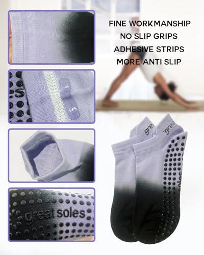 Yoga Socks with Grips for Women Non Slip Pilates Long Sock for Pilates Yoga Barre Training-2pk 7