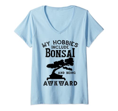Womens Funny Gardening Planting Juniper Bonsai Trees V-Neck T-Shirt