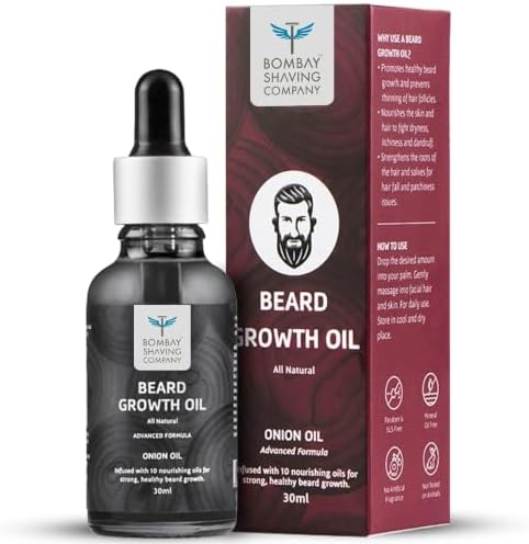 Bombay Shaving Company Beard Growth Onion Oil-10X Nourishing Oils For Stronger, Fluffier & Shinier Beard 30 ml | Made in India