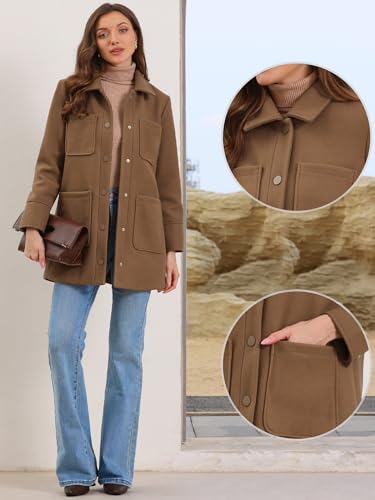 Allegra K Barn Jacket Winter Coat for Women's Casual Work Thick Trucker Jackets with Pockets2