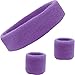 Kenz Laurenz Sweatband Set Cotton Sports Headband Terry Cloth Wristband Moisture Wicking Sweat Absorbing Head Band Athletic Exercise Basketball Wrist Sweatbands and Headbands by