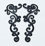 Embroidered Decorative Patch Iron on Applique - Decorative Swirl Pair (Black)