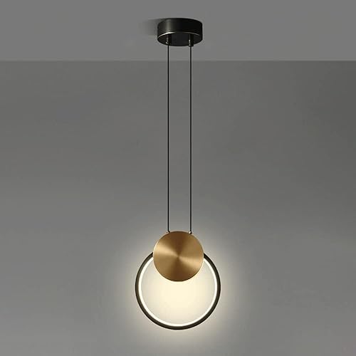 Lámpara colgante de comedor con anillo negro minimalista LED de una sola cabeza lámpara colgante con 3 modos de color lámpara de iluminación de