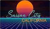Suisun City California 2 X 1.25-Inch Vinyl Decal Stiker Retro Neon Design