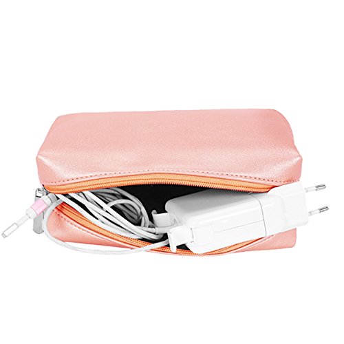 Image of Enthopia 15-15.4 Inch Slim Laptop Sleeve for 15 Inch MacBooks /Other 15 Inch Slim Laptops Protective Cover with Organiser Pouch for Mouse,Charger,Hard Disk,Pen Drive,etc - Vegan Leather (Pink)