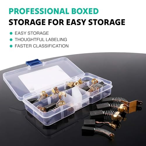 30 Stück Kohlebürsten in 10 Größen, Universelle Elektromotor-Kohlebürsten für Elektrowerkzeuge, Passend für Bohrmaschinen, Winkelschleifer, Kreissägen - Hochwertiger Ersatz für Verschleißteile