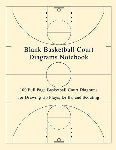 Blank Basketball Court Diagrams Notebook: 100 Full Page Basketbal...