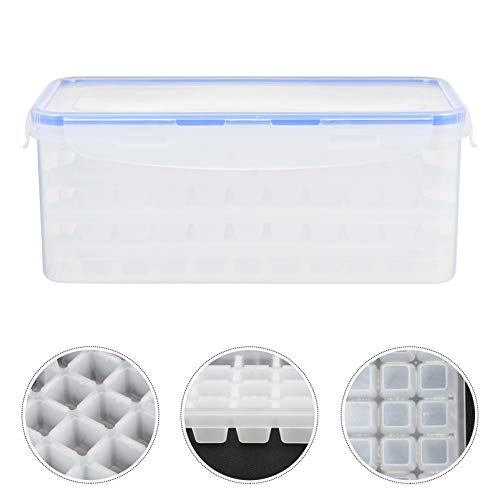 Cabilock 2 bandejas de cubo de gelo com tampas, recipiente de armazenamento de cubos de gelo com tam