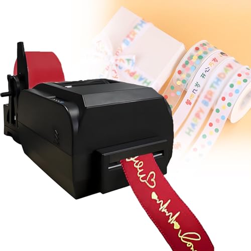 QuinteZhenTially DIY Digital Satin Ribbon Printer,Satin Ribbon Printing Machine,200 Dpi Digital Ribbon Printer Thermal Label Printer,Speed 150mm/S,for Print Simple Text,Patterns,Logos SingleRow