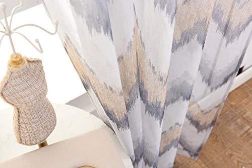 Anjee Semi Sheer Window Curtain 63 Inch Long 2 Panels Sets,Chevron Wave Print Translucency Voile Sheer Drapes For Living Room Bedroom Decor,Short Rod Pocket Privacy Drapery,52 X 63 Inches, Gray #TOP5