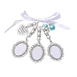 Elegante marco de fotos para ramos de novia con colgante de ángel azul y cuentas de corazón para bodas memorables (3)