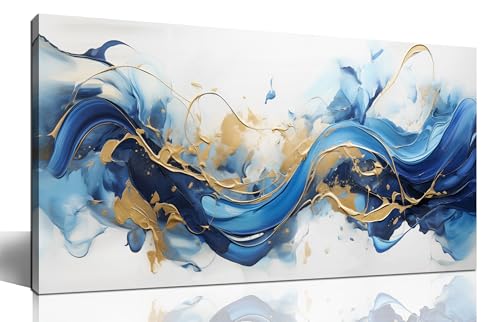AUUZAIUA Abstract Canvas Wall Art for Living Room Blue and
