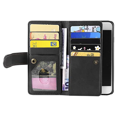 Telefone Flip Capas Para o caso da carteira do iPhone 6, para iPhone 6 Multi-card Zipper Carteira Ph