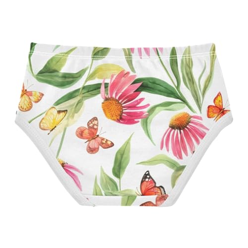 Pink Echinacea Flowers Butterflies Panties for Girl Toddler Underwear Custom Cotton Print Briefs Underpants 2t2