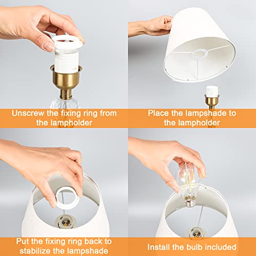 Zorykn Elizabeth Touch Control Table Lamp With 2 Usb Ports, 3-Way Dimmable Bedside Desk Lamp, 20" Farmhouse Nightstand Lamp With Fabric Shade For End Table Reading Living Room Office Led Bulb Included #TOP4