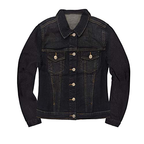Hybrid & Company Women's Long Sleeve Denim Jackets Basic Button Down Jean Jacket With Pockets Jk22881 Black M #TOP2